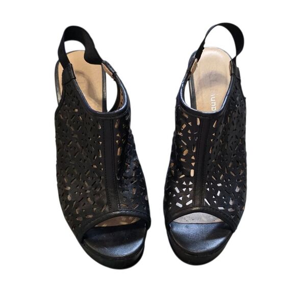 CL Laundry Black Perforated Slingback Wedge - Picture 1 of 5